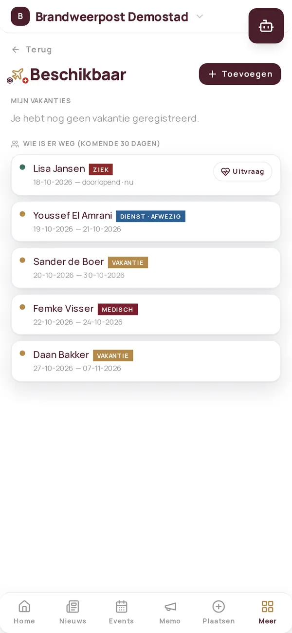 App · wie is er beschikbaar