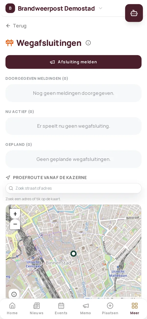 App · wegafsluitingen melden