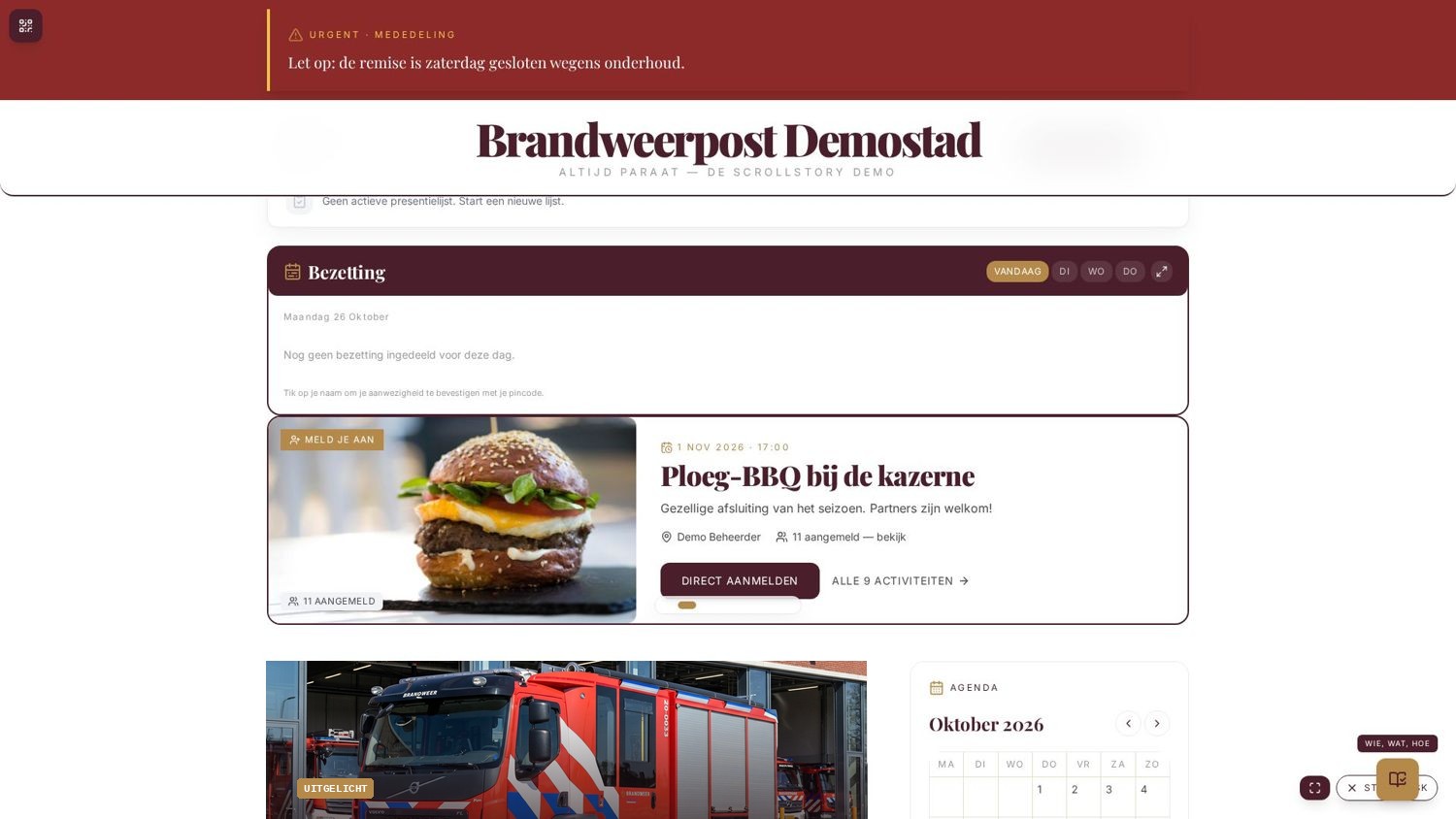 Kiosk · bezetting en activiteiten
