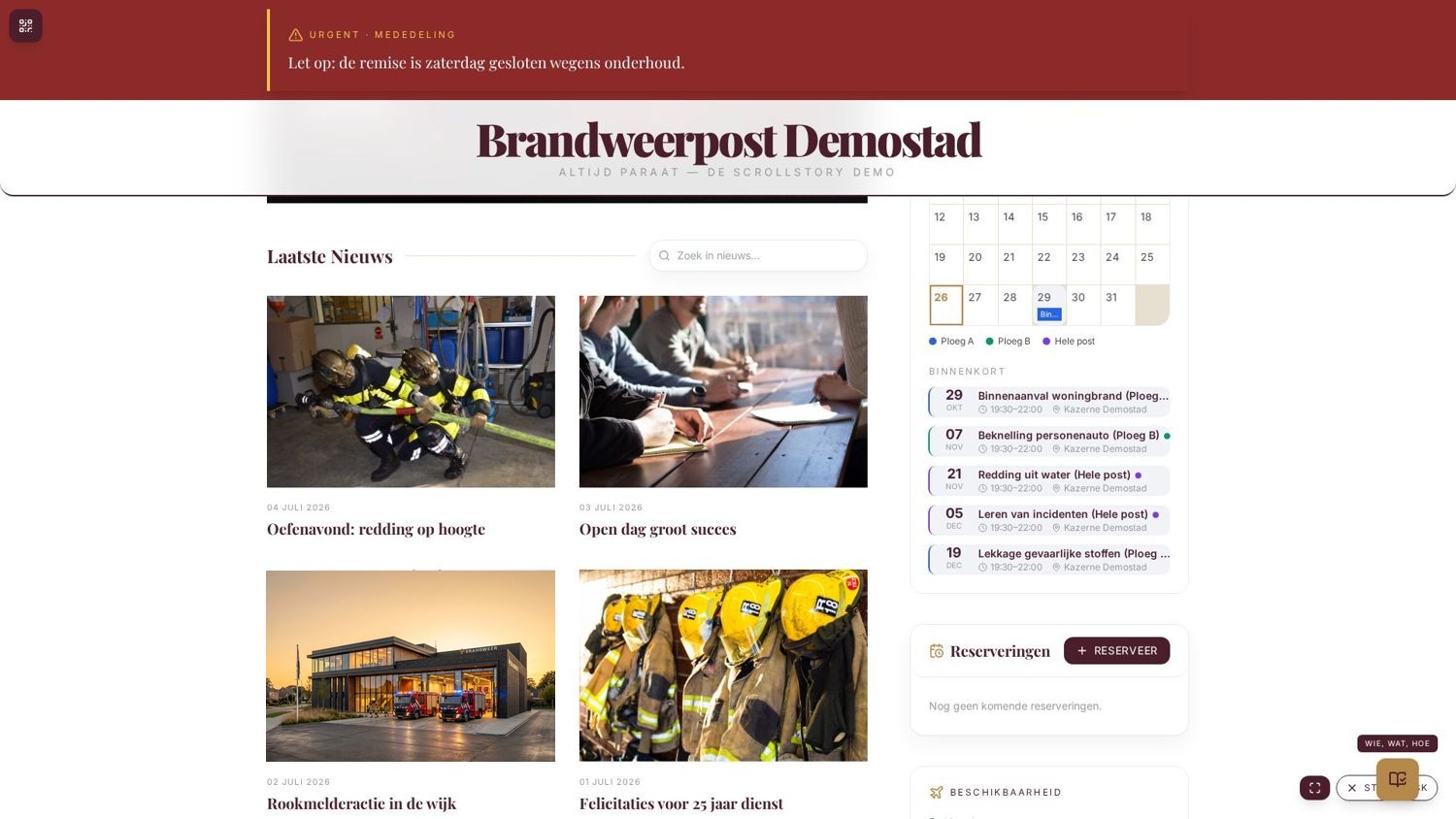 Kiosk · nieuws, agenda en oefeningen